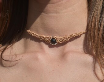 ECLISSIA macramé choker with shungite - Natural stone - boho chic necklace