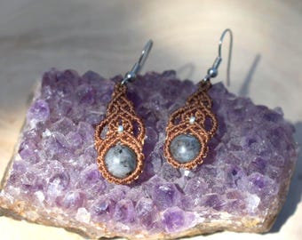 Phoenix Macrame Earrings with Labradorite | Elegant Handmade Boho Earrings | Hypoallergenic, Nickel-Free Stainless Steel