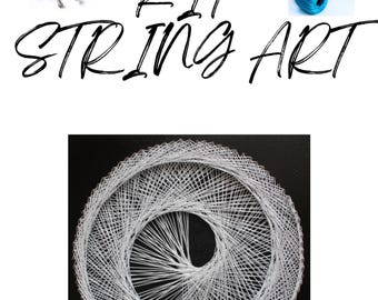 May include: A string art kit with colorful yarn, nails, and a finished string art piece in the shape of a circle.