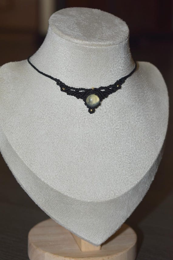 Collana macramè con prehnite / girocollo TERRALUCE / collana spirituale