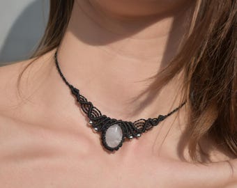 "Angel's Breath" Macramé Choker with Rock Crystal and Silver-Plated Steel | Kali Chokers | TikTok Inspired | Gift from Greece