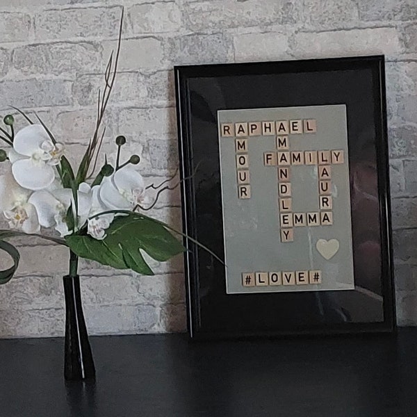 Scrabble Art Personnalisé - Cadeau Mariage, Anniversaire, Famille