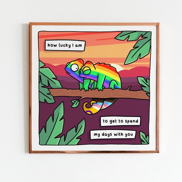 Queer Chameleon Lucky Comic Print (Signed) | LGBTQ+ Pride Art