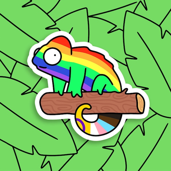 Large Queer Chameleon Vinyl Sticker | LGBTQ+ Pride Flag Sticker