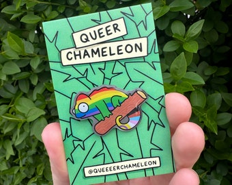 Queer Chameleon Metal Pin