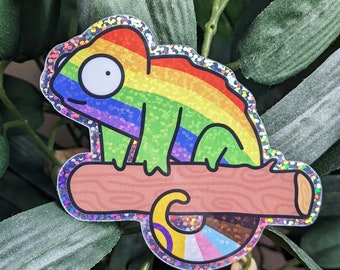 Sticker vinyle caméléon homosexuel Shiny Pride