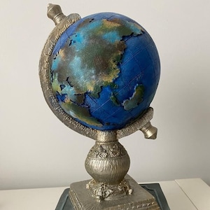 Handmade World Sculpture | World Globe On Books Sculpture | Home Decoration | Handmade Gift | World Statue | Modern Large Statues