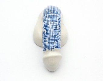 Porzellan Penis „Decorative Sex“ handgefertigt, Kritzelglasur
