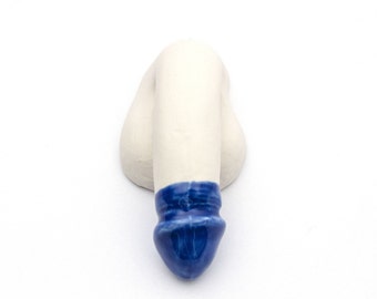 Porzellan Penis „Decorative Sex“ handgefertigt, blau-weiß glasiert