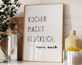 Cooking Makes You Happy Poster | Kitchen Poster | Kitchen Posters | Kitchen Pictures | Dining Room | Kitchen Decor | Kitchen Decor | Poster with Cutlery 207