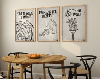 Set of Italian food | foodie print | food poster | food art | kitchen decor | Italian food | kitchen wall decor | pizza pasta parmesan 127