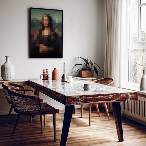 Mona Lisa Portrait Pixel Artwork | Oil Painting | Pixelart
