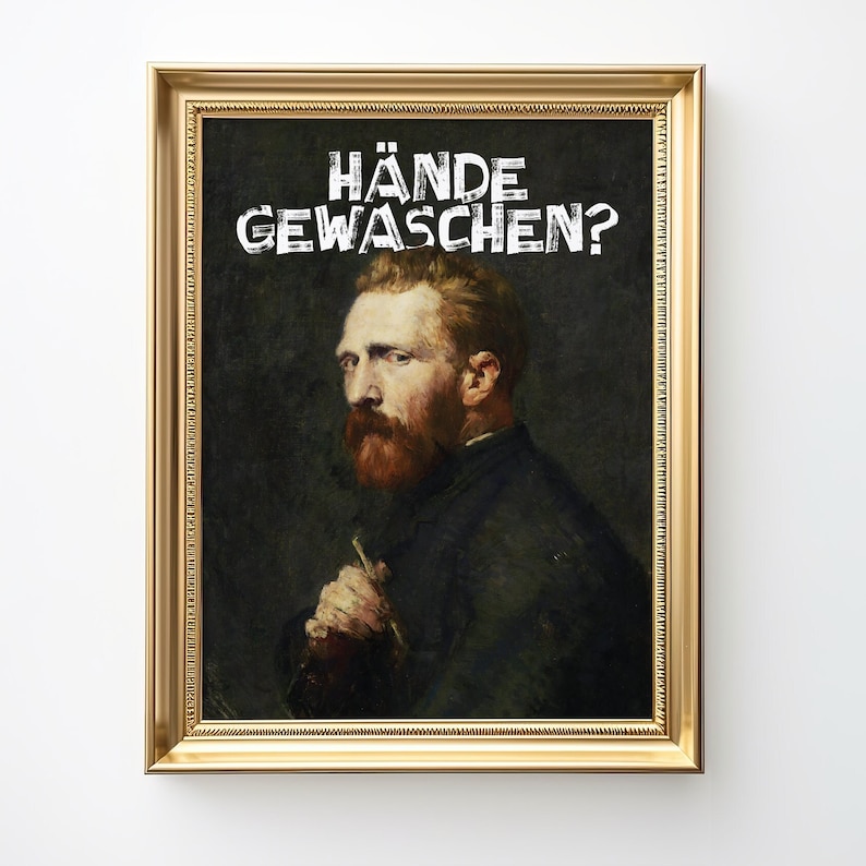 Vintage Restroom Art - Funny Portrait Print Guest Bathroom - Funny Toilet Poster - Bathroom Art Humor - Bathroom Wall Art -John Russells Portrait of Vincent van Gogh (1886)
