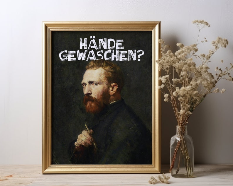 Vintage Restroom Art - Funny Portrait Print Guest Bathroom - Funny Toilet Poster - Bathroom Art Humor - Bathroom Wall Art -John Russells Portrait of Vincent van Gogh (1886)