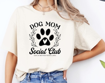 Dog Mom Social Club Shirt: Paw Illustration, Dog Lover Gift