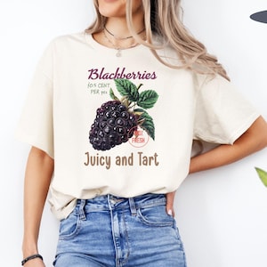 T-shirt graphique Blackberries rétro : chemise fruit vintage