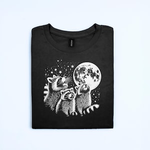 Camiseta Mapache Luna: Divertida camiseta retro unisex