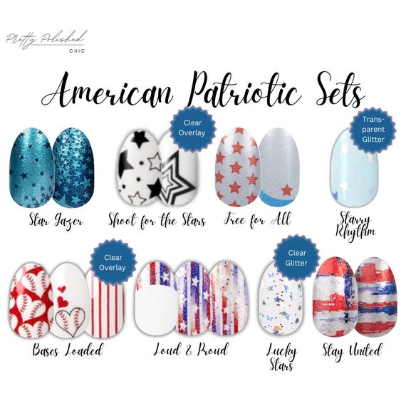 Patriotic Nail Design Sets for Personalized Manicure Creations | Red, White & Blue Designs