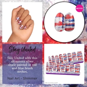 Patriottische nageldesignsets voor gepersonaliseerde manicures | Rood, wit en blauwe designs Stay United Petite