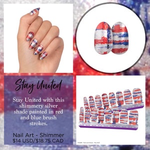 Patriottische nageldesignsets voor gepersonaliseerde manicures | Rood, wit en blauwe designs Stay United