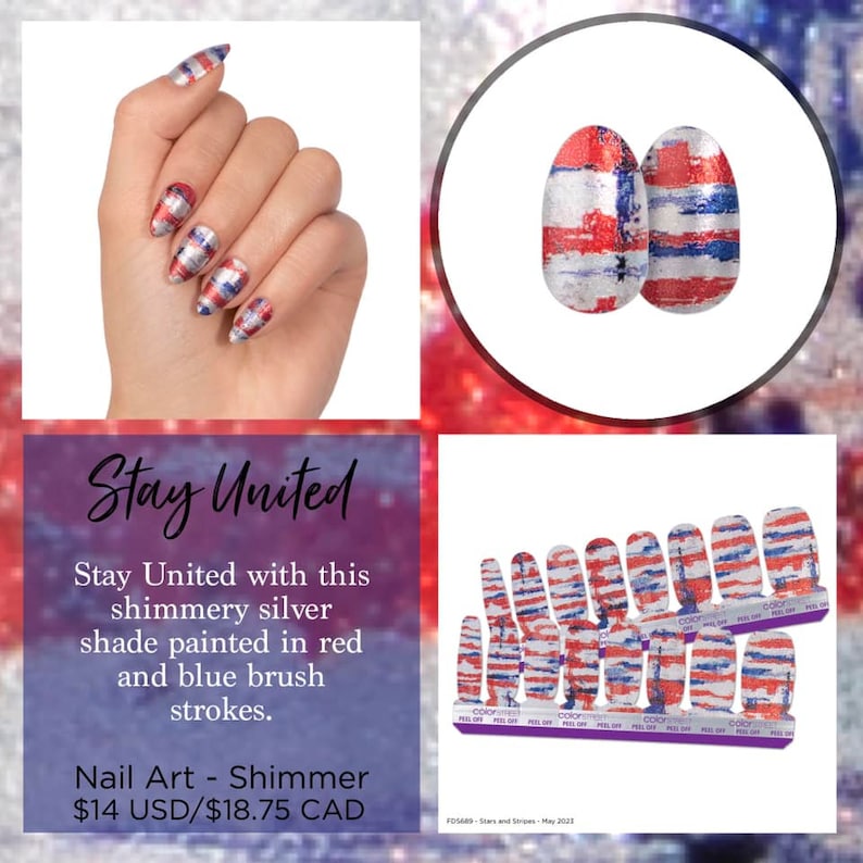Patriottische nageldesignsets voor gepersonaliseerde manicures | Rood, wit en blauwe designs Stay United