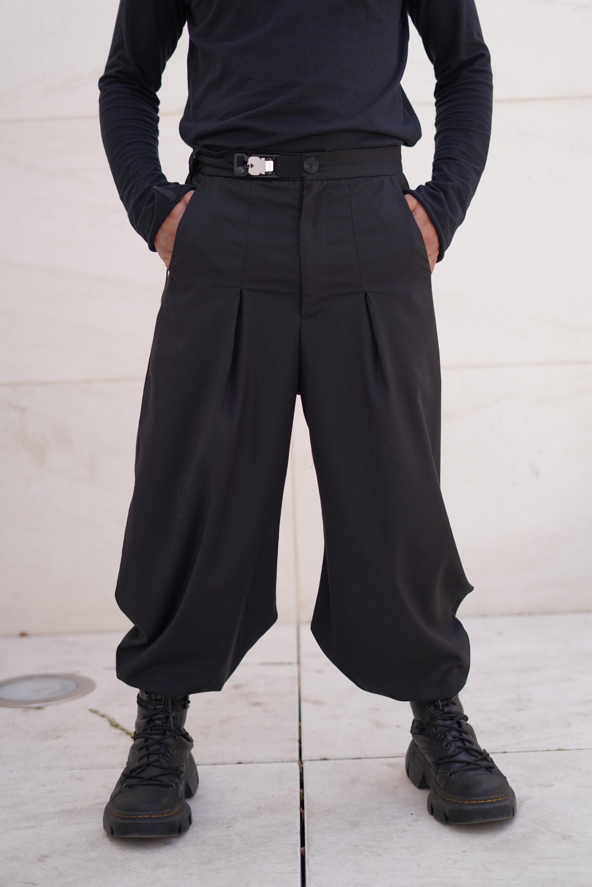 Avant Garde Hakama Pants | Black Polyester Viscose Blend | Unisex