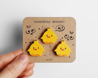 3er Set Handgefertigte Magnete | Niedliche Hühner-Magnete | Resin Magnet | Mini-Kühlschrankmagnet | Magnete für Notiz oder Memo Board | Einzigartiges Geschenk