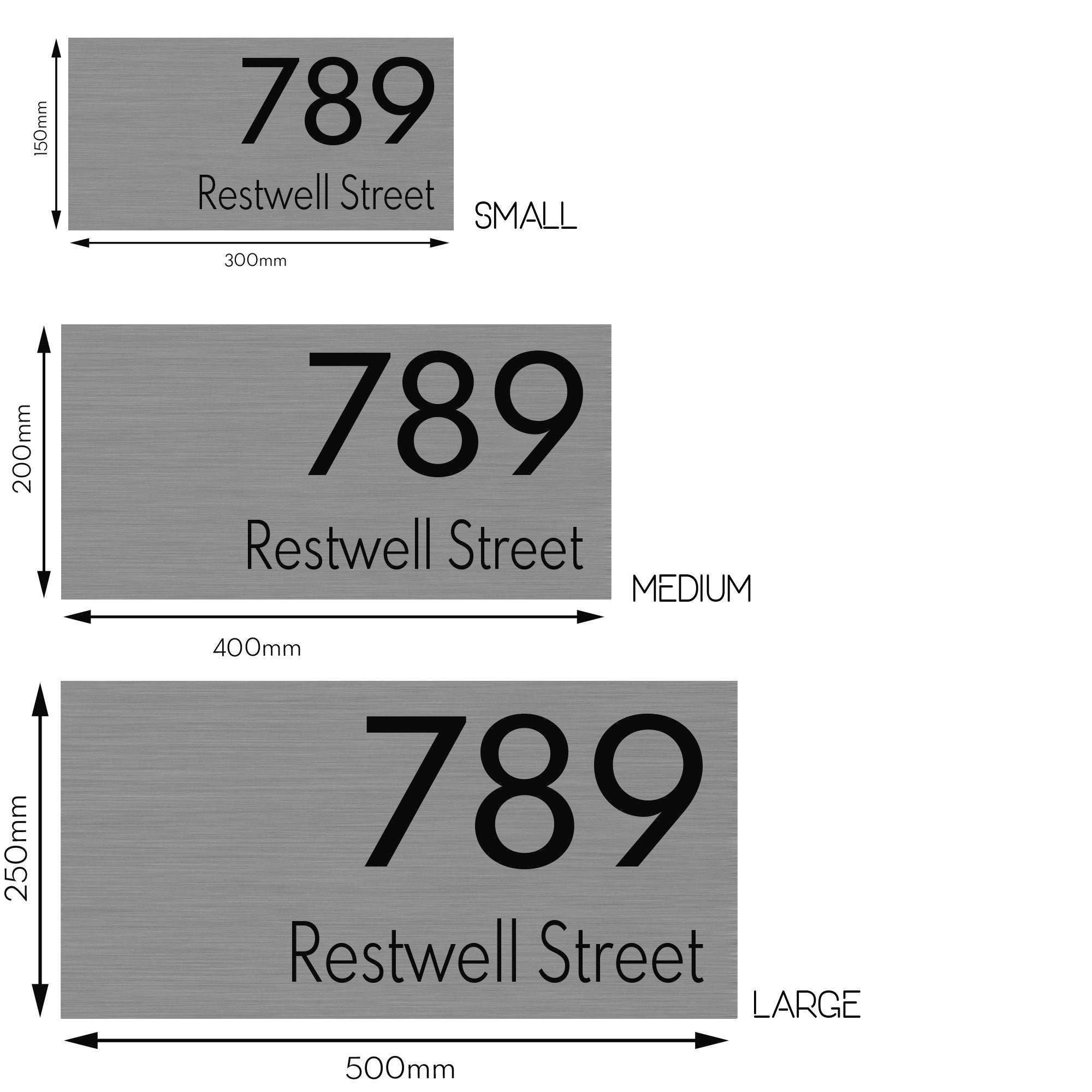 Custom House Number and Street Name Address Plaque Brushed Aluminium