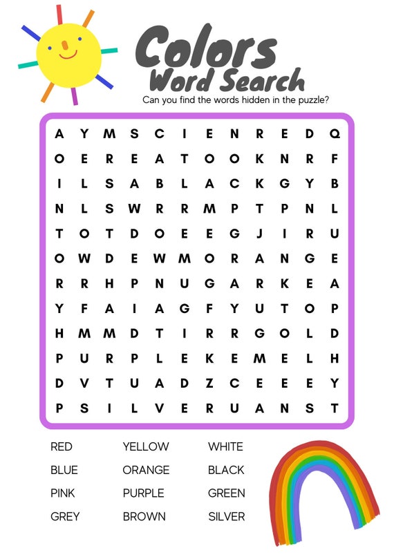 Word Search Kids Activities Learning Activities Worksheets