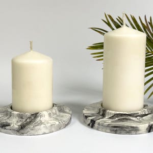 Handmade Concrete Candle Holder – Minimalist Design, Modern Marble Effect, Elegant Holder for Block Candles, Home and Office Accessories