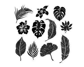 11 Tropical Leaves Svg Bundle / Floral svg /Tropical clipart /Leaves Clipart /hojas florales y ramas svg/ Tropical cricut print camiseta