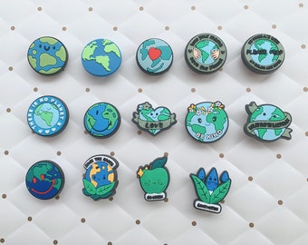 Schützen Sie die Erde Charms, Earth Lovers Schuh Jibbitz, ich liebe die Erde Pins, Protect Our Home Charms