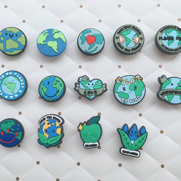 Protect The Earth Charms , Earth Lovers Shoe Jibbitz, I love the earth Pins , Protect Our Home Charms