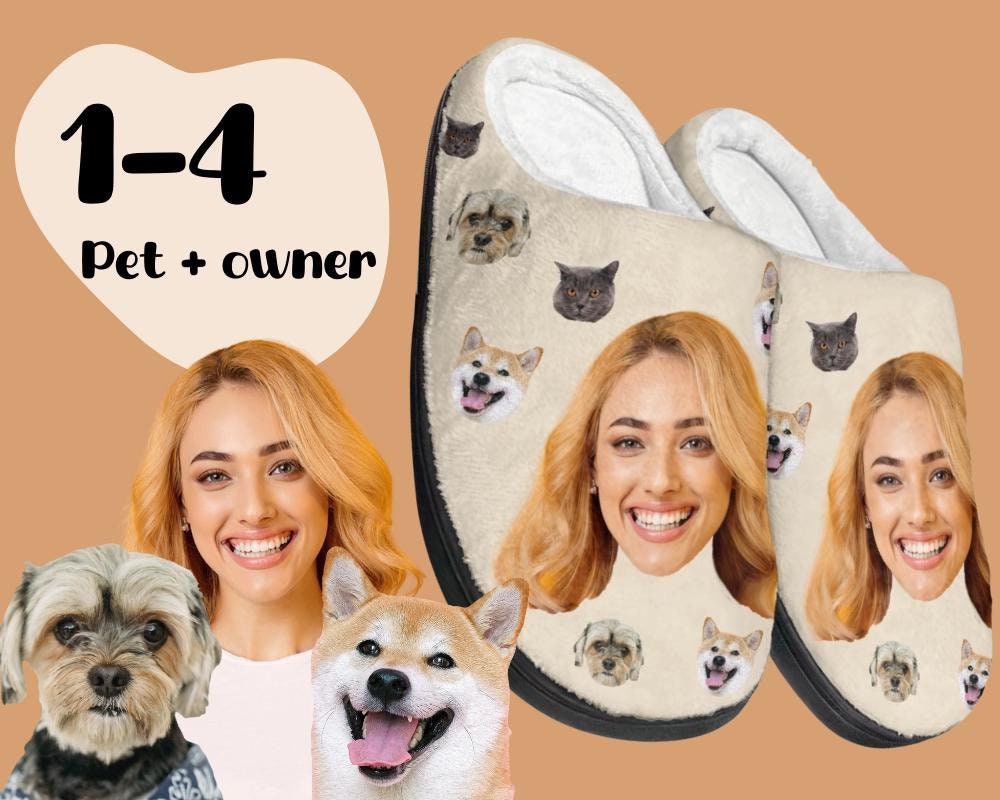 Dog Mom Gift Custom Dog Cat Slippers Personalized Slippers With Dog Face 37 Colors gift for Her Him Pet Owner Etsy