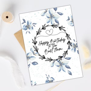 Printable Birthday Card for Mom Flower Patterns, Digital Birthday Card ...