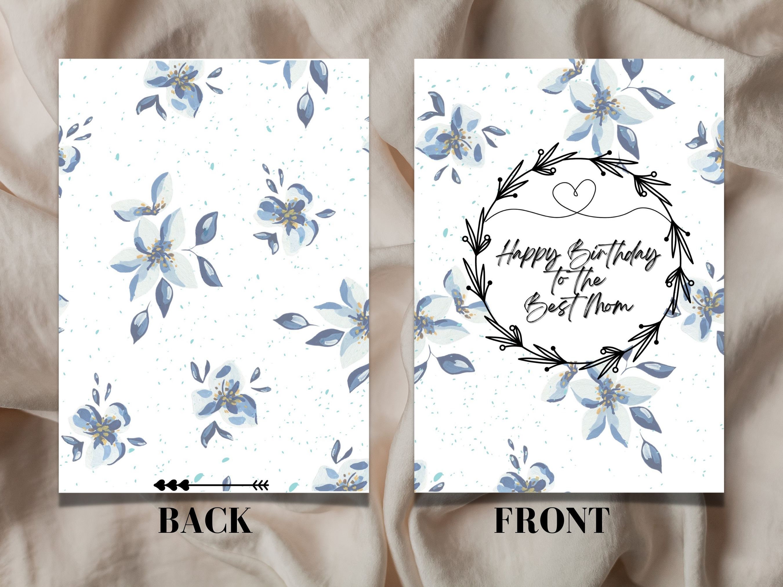 Printable Birthday Card for Mom Flower Patterns, Digital Birthday Card ...