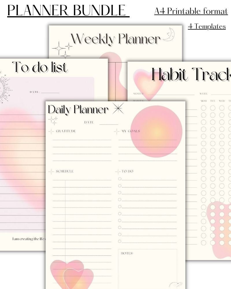 Aura Printable Planner Bundle, A4 Printable Planner,printable Aesthetic ...
