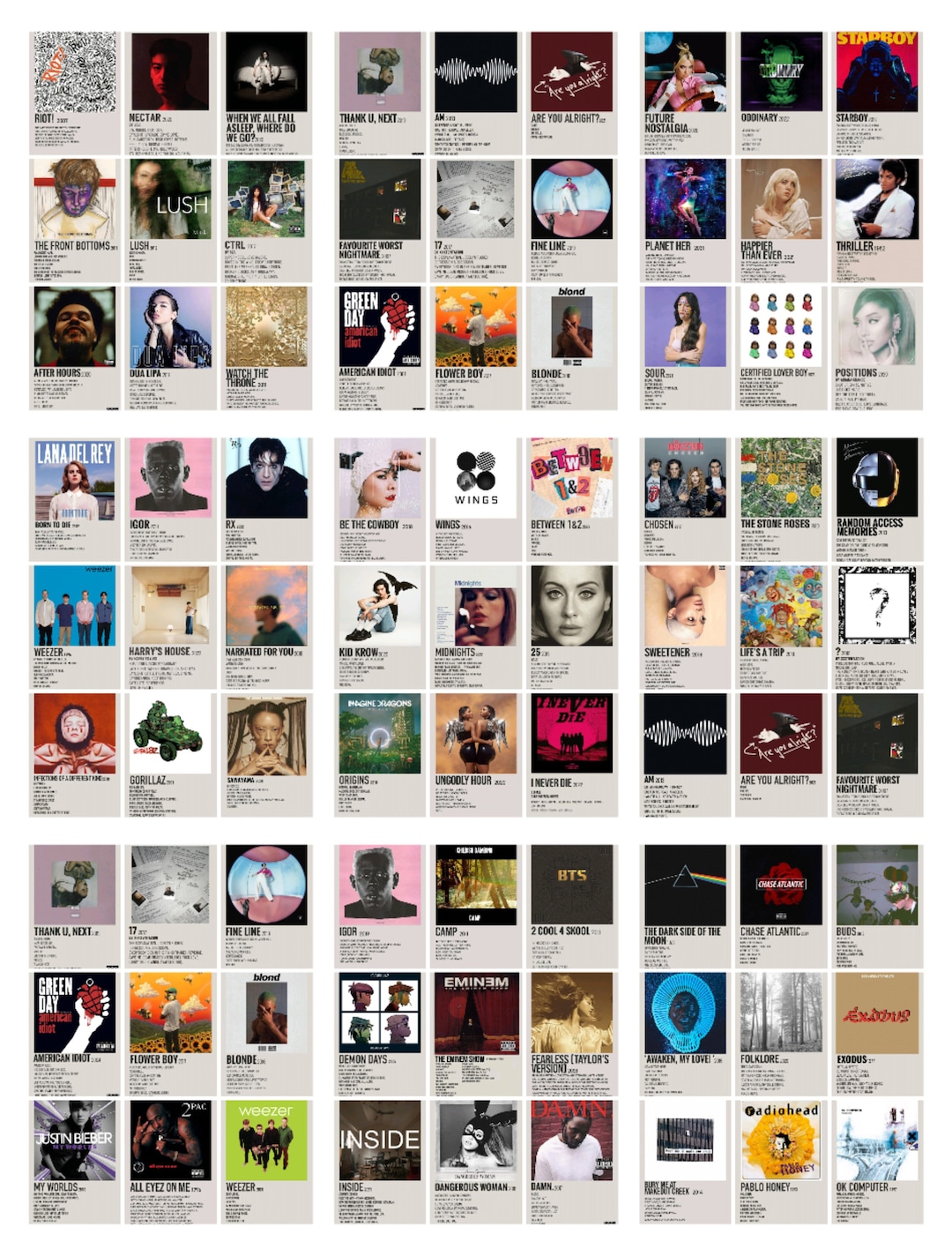 350PCS Albumcover Posters, Minimalist Music Album Posters Kitl Music Album Posters, Album Wall