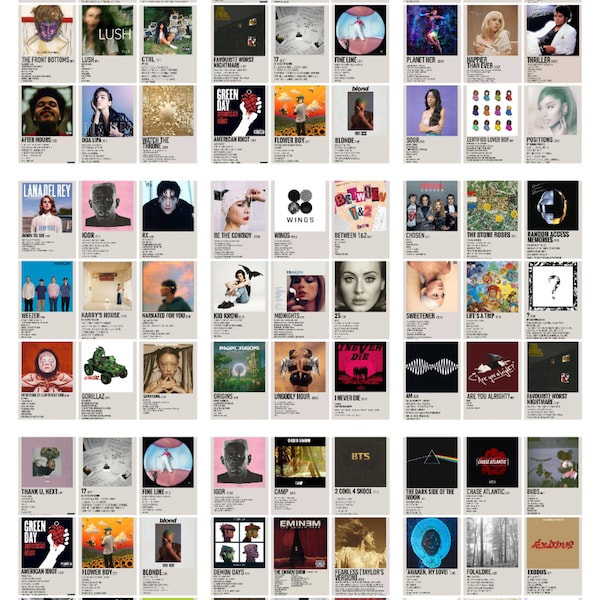 350+PCS AlbumCover Poster, minimalistische Musikalbum Poster Kitl Musikalbum Poster, Album Wanddekoration, Musikalbum Poster digitaler Download