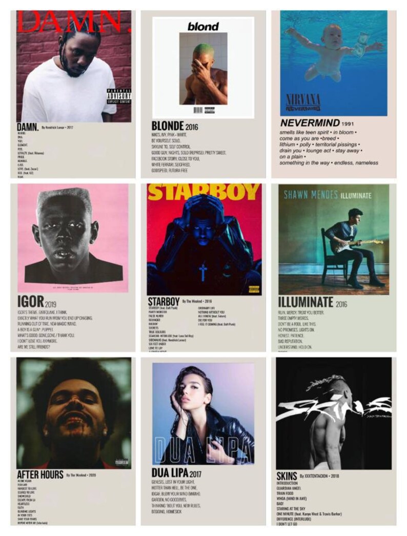 600 PCS Albumcover Posters Minimalist Music Album Digital Etsy