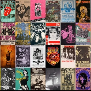 500 STÜCK Retro Vintage Konzertplakat, Bandplakat, klassische Rockplakate, Vintage Musikplakate, ästhetisches Wand-Collage-Kit