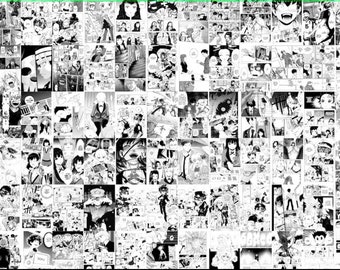 1000+PCS Anime Manga Panels Wall Collage Kit , Anime Black & White Collage Kit , Manga Wall Poster, Manga Panels Decor ,Manga Room Decor