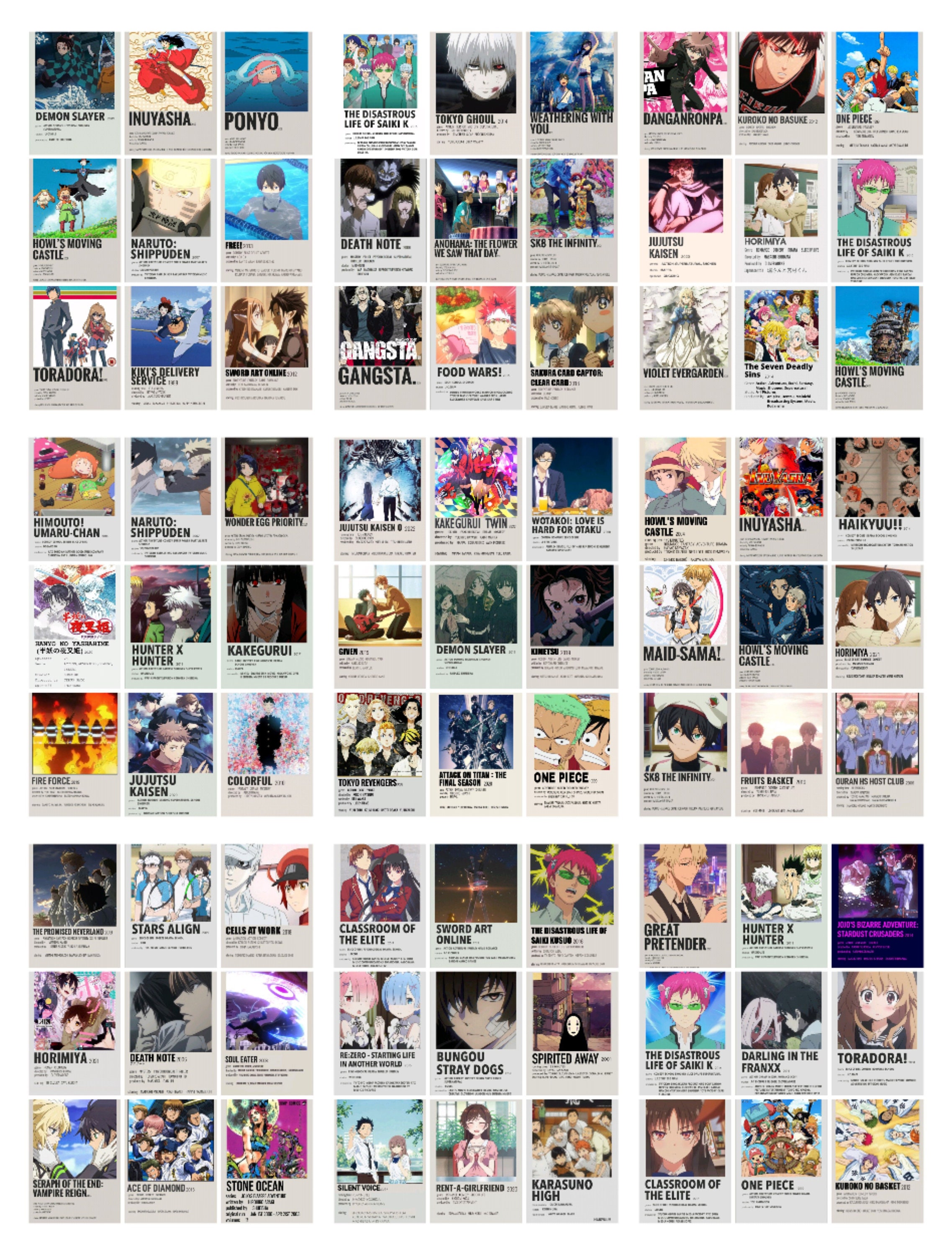 250PCS Anime Posters Kit Anime Collage Kit Anime (Download Now) 