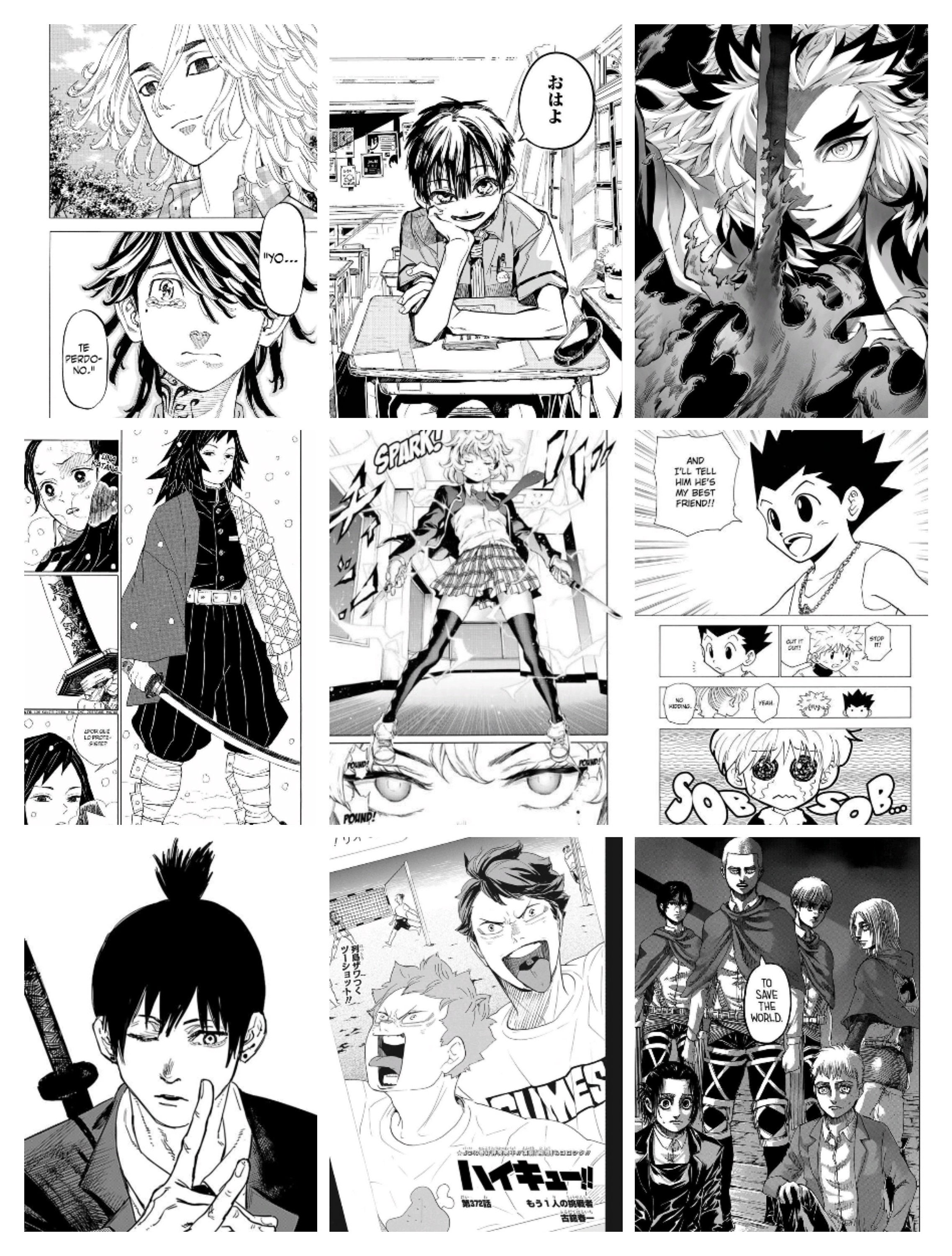 1000PCS Anime Manga Panels Wall Collage Kit , Anime Black & White ...