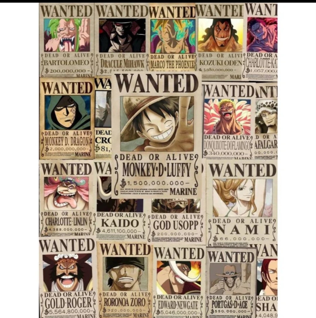 Paper9store One Piece Wanted postersAnime postersSet of 21 one piece  Bounty posters for