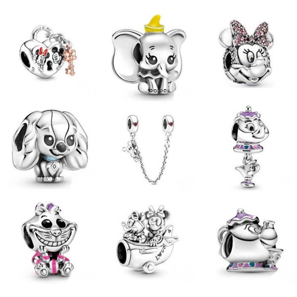 Pendentif Pandora en argent sterling S925, breloque série Disney, Lilo et Stitch, Mickey, Minnie Pandora bracelet serpent, cadeau pour elle