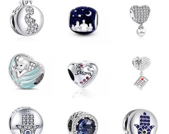 S925 Sterling Silber Pandora Charm Anhänger, Herz Birthstone, passen Pandora Schlangenkette Charme europäischen Armband, Geburtstagsgeschenk, Geschenk für sie