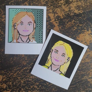Digital Pixel Polaroid Art 8Bit Retro Portrait