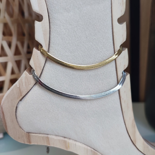 adjustable stainless steel ankle chain, gold steel ankle bracelet, women's ankle jewelry, foot jewelry, ankle chain