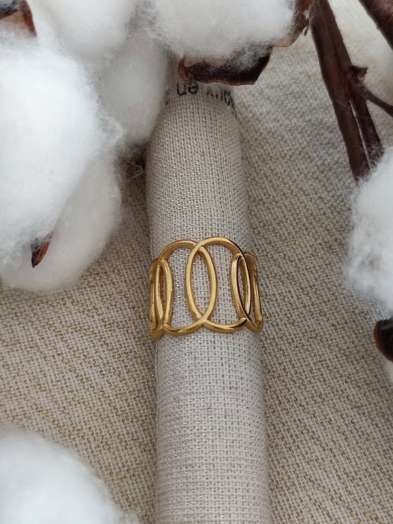 Large Adjustable Gold or Silver Stainless Steel Ring With